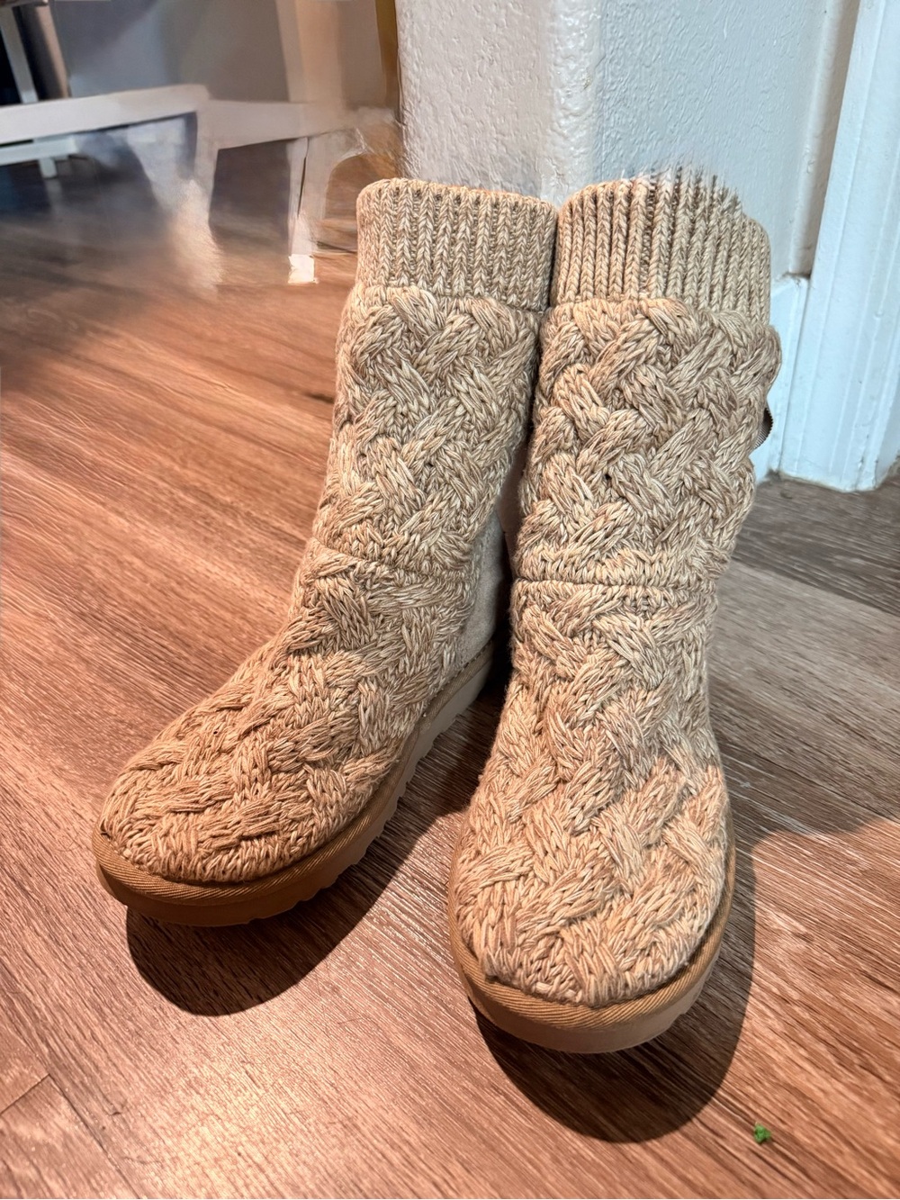 UGG Tan Knit Cable Mid Boots